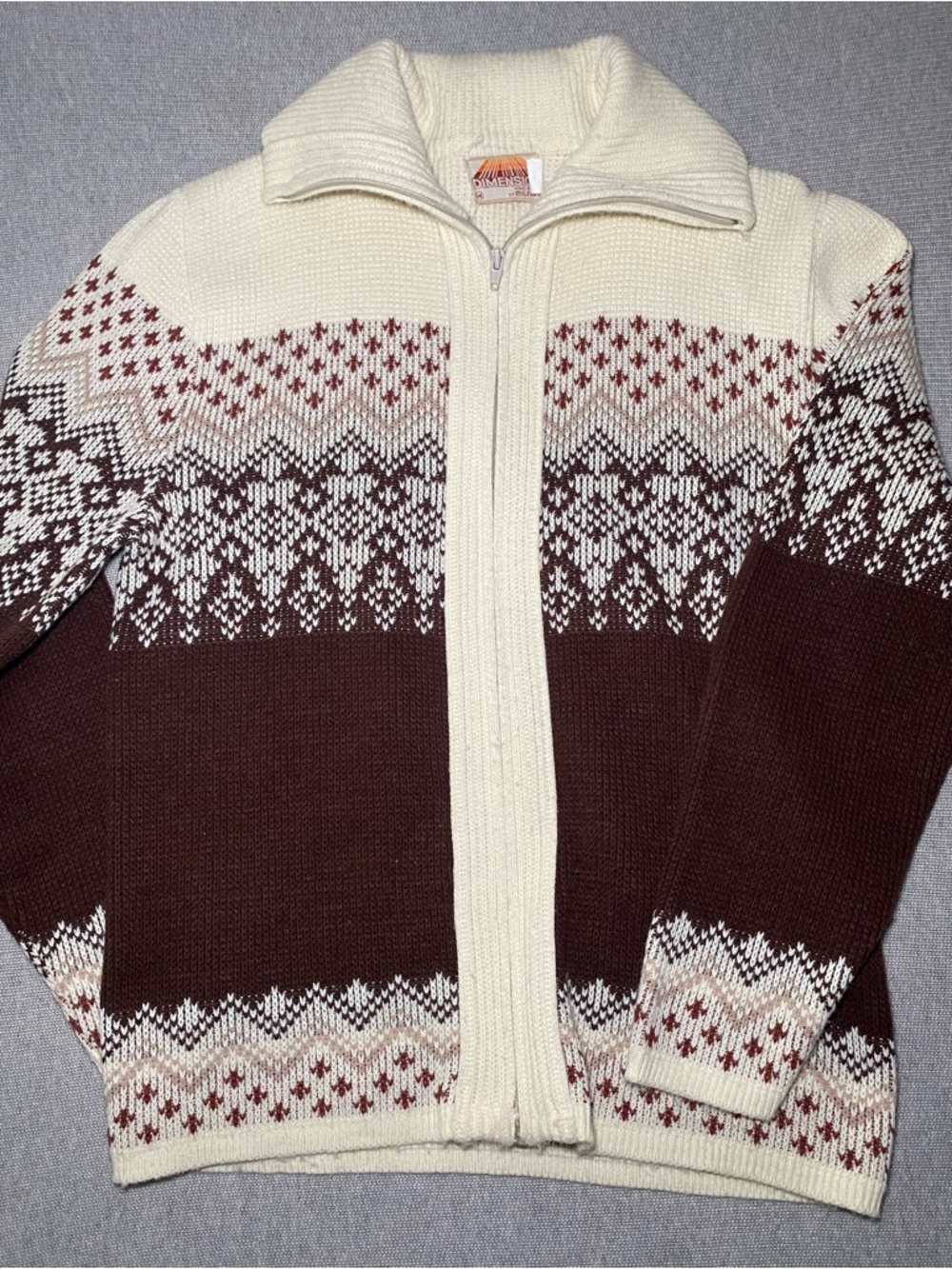 VTG Dimension by Milford Acrylic Full Zip Cardigan Sweater Cabin Core Medium